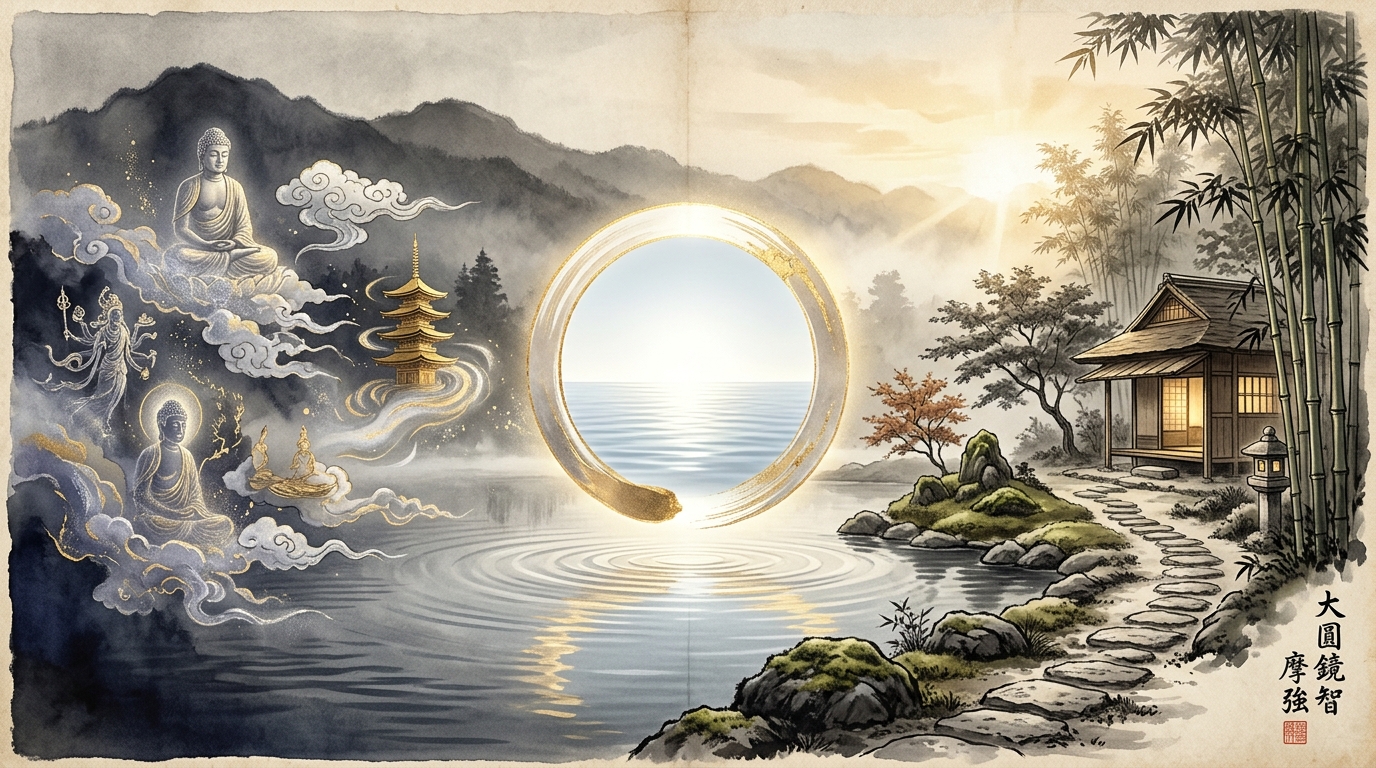 The Six Abhijñās and the Far Shore of Mākyō Yogācāra Great Mirror Wisdom Ordinary Mind Zen Painting